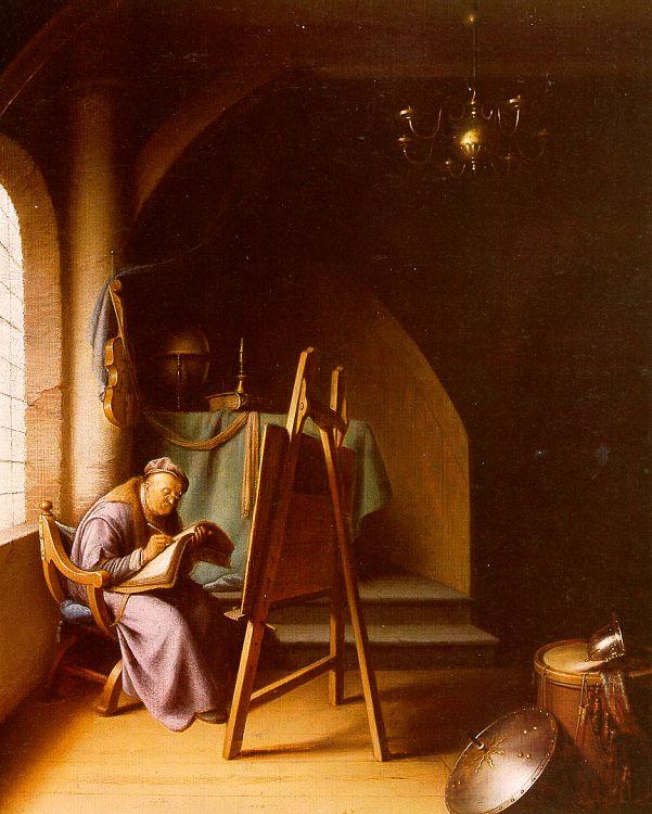 Gerrit Dou Man Writing in an Artist's Studio Germany oil painting art